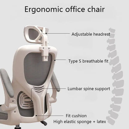 Silla gaming ergonómica giratoria con malla, elevación ajustable, comodidad para uso prolongado, hogar, dormitorio, oficina y estudio