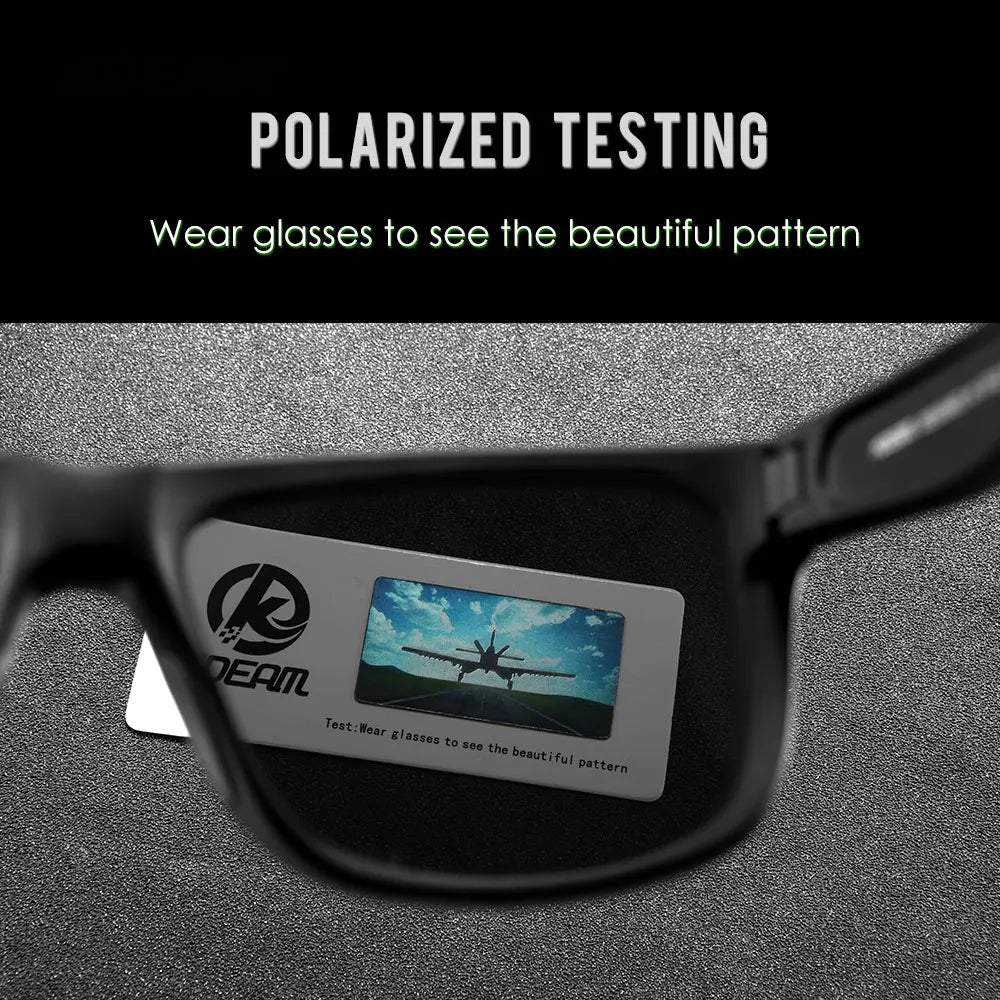 KDEAM Polarized Sunglasses Men Sports Tridimensional Brand Logo TR90 Square Sun Glasses All Black With Zipper Case KD0721