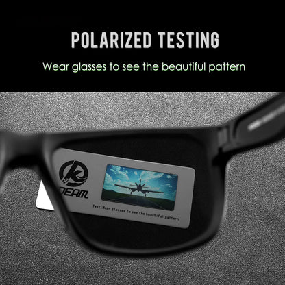 KDEAM Polarized Sunglasses Men Sports Tridimensional Brand Logo TR90 Square Sun Glasses All Black With Zipper Case KD0721