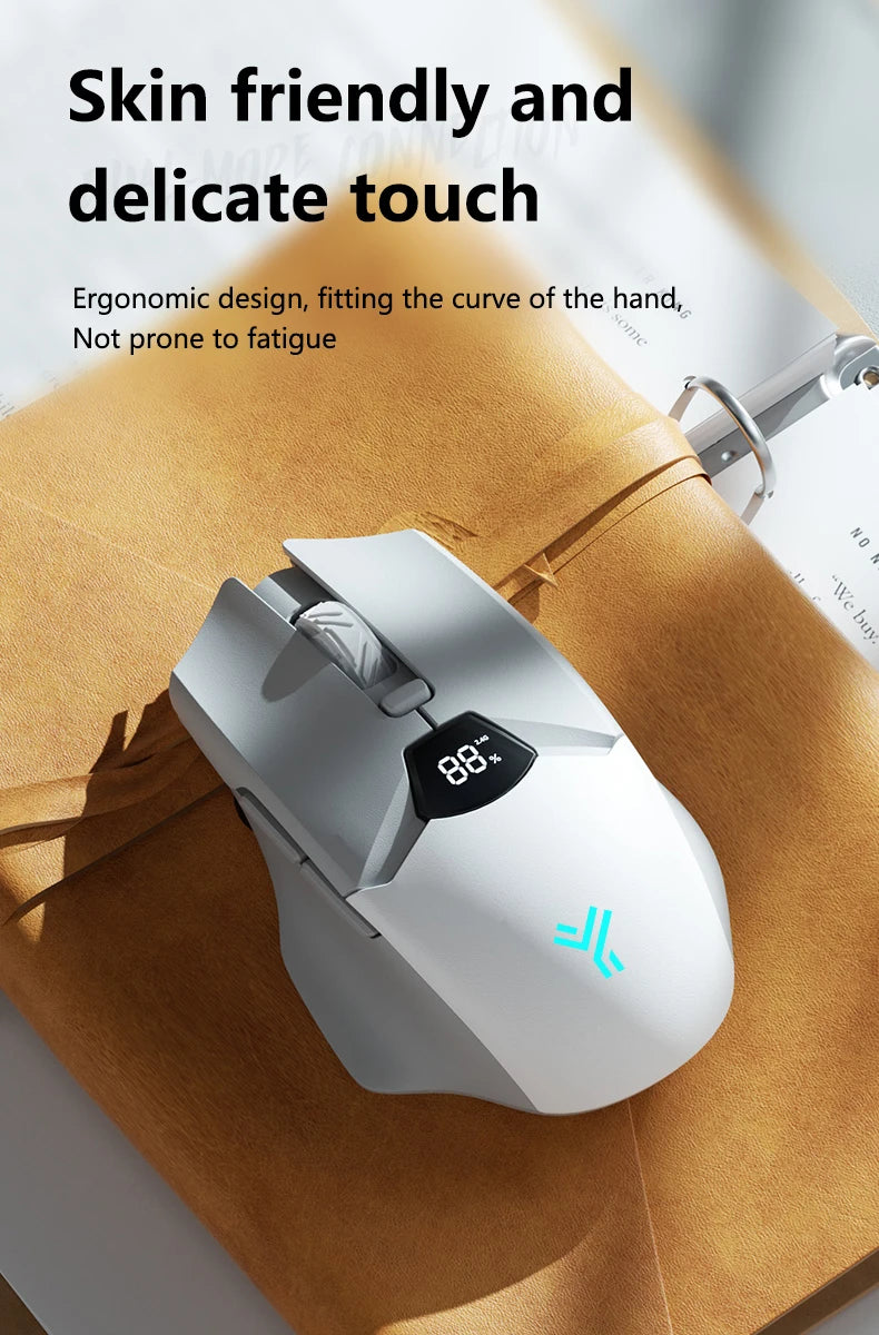 Rato Gaming Sem Fios Warvank SX01 com Ecrã Inteligente, Ajuste DPI de 6 Velocidades, Bateria Recarregável de 600mAh e Bluetooth Silencioso para Escritório