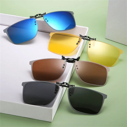 New Arrival Polarized Flip-up Clips Sunglasses for Myopia glasses, Retro Big Size Square Al-Mg glass Clip-on Sunglass Clip C3167