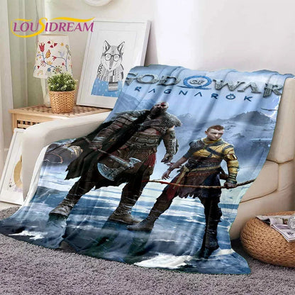 God of War Games Kratos Cartoon Soft Flannel Blanket for Beds Bedroom Sofa Picnic,Throw Blanket for Cover Outdoor Leisure Gift