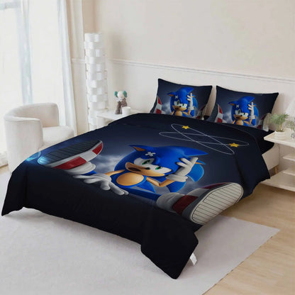Cute Sonics Boy Bedding Set Digital Cartoon Sonics Duvet Cover Comforter Bed Youth Kids Girl Boys Gift