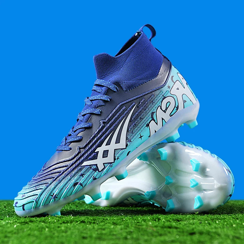 Chaussures de football pour hommes et femmes, chaussures de sport à crampons longs, idéales pour les étudiants, les matchs et l'entraînement.