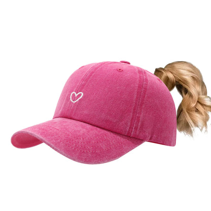 Ponytail Hats for Women - Distressed Hat with Ponytail Hole for Women Baseball Cap