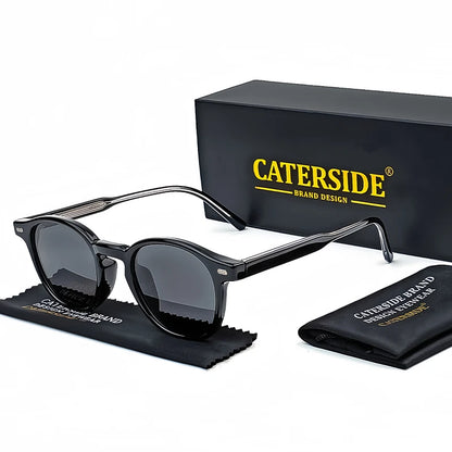 Caterside Polarized Round Sunglasses Men TR Frame Core Insert Leg Sun Glasses Women Set Retro Driving Fishing Punk Eyewear UV400