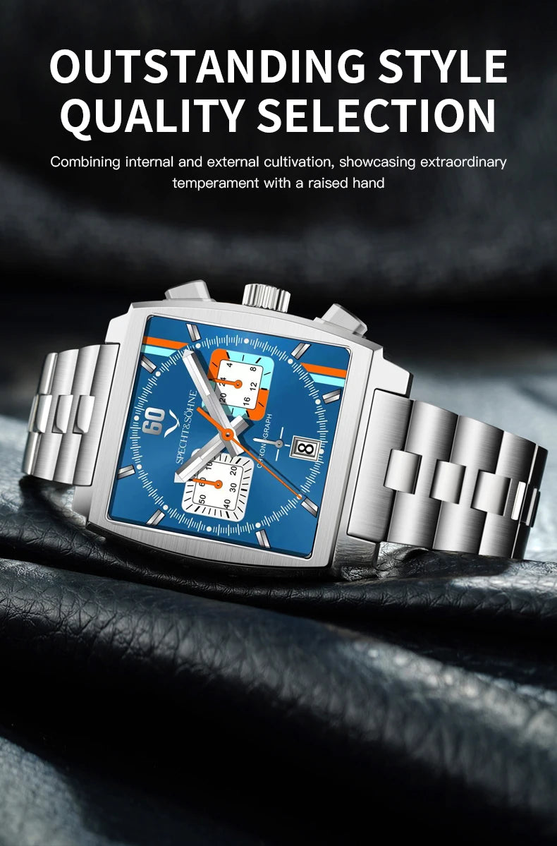 Specht&Sohne 2025 New Men's Watches Quartz Sport Watch Stainless Steel Leather Strap Japan Miyota VK63 Chronograph