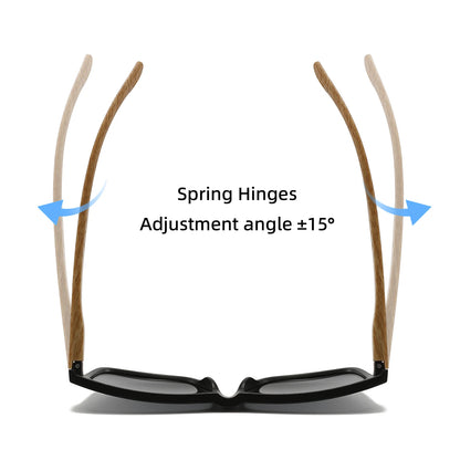 4PCS Wood Grain Spring Hinge Sunglasses - Classic Retro Square Frame, UV400 Unisex Comfort Fit for Daily Casual Wear