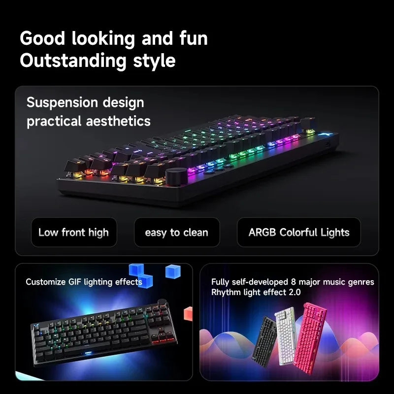 MCHOSE Mix 87 Magnetic Axis Cable E-sports Mechanical Keyboard 8K+256K Esport 0.08ms Customized Game Mount Taishan Axis GT