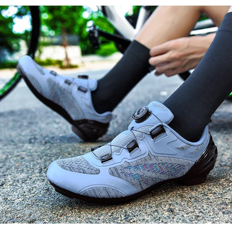 MTB Cycling Shoes for Men and Women T03 Purple Breathable Speed Self-Locking Road Cycling Sports Shoes Outdoor Racing Training Sneakers