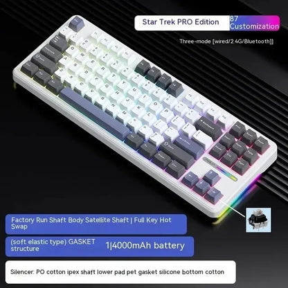 Tastiera meccanica AULA F87 Pro 2.4g/USB/Bluetooth Tri-Mode wireless, 87 tasti, RGB, PBT, gasket, silenziamento a 5 strati, full key, senza impatto