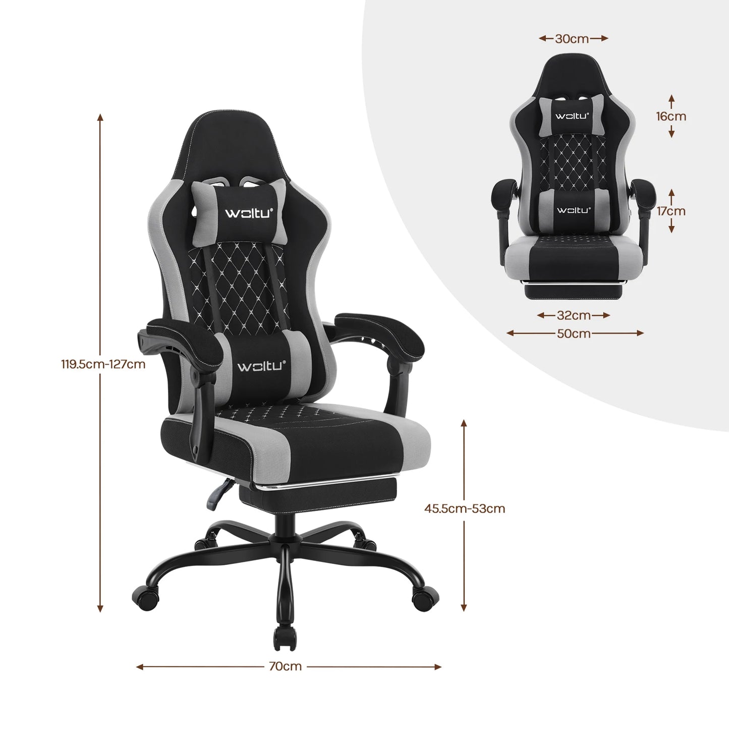 Sedia da ufficio girevole WOLTU con funzione massaggio, poltrona ergonomica con cuscino e poggiapiedi, sedia gaming regolabile in altezza