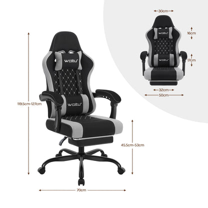Sedia da ufficio girevole WOLTU con funzione massaggio, poltrona ergonomica con cuscino e poggiapiedi, sedia gaming regolabile in altezza