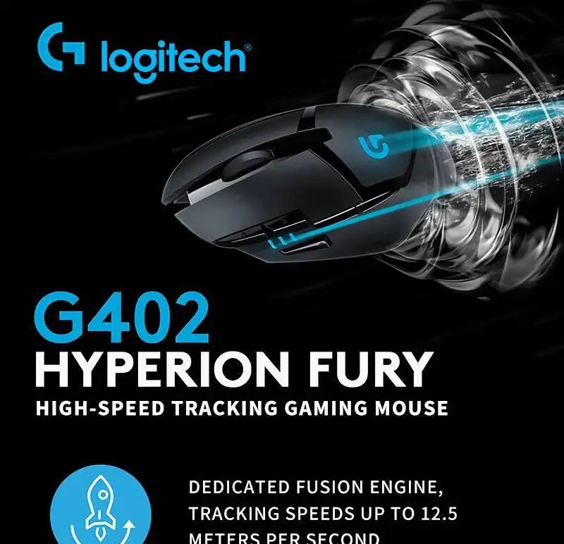Logitech G402 kabelgebundene Gaming-Maus, 32-Bit-ARM-Prozessor, 8 Tasten, 500 IPS, rutschfest, für ganztägige Gaming- und Arbeitssessions
