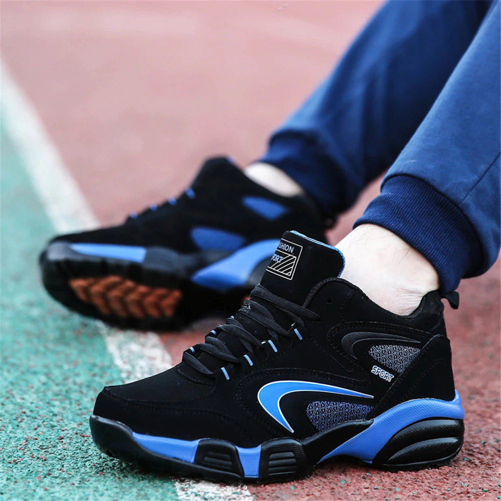 Sneakers da uomo taglie forti con color block di tendenza, comode, antiscivolo, con lacci, scarpe casual resistenti per attività outdoor maschili
