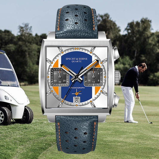 2024 Specht & Sohne New Classic Men's Quartz Watch Blue Color Stainless Steel Japan VK63 Movement Genuine Leather Montre Homme 39MM