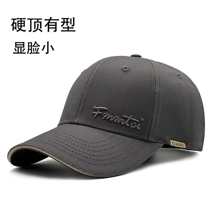 2026 New Men's Big Size Outdoor Sun Protection Baseball Cap, Hard Top Slim Face Fashion Peak Hat Unisex