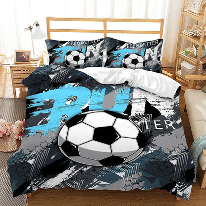 Kinder-Fußball-Bettbezug Queen Size, American-Soccer-Bettwäsche-Set, Sport-Bettdeckenbezug für Jungen, Mädchen und Kinder