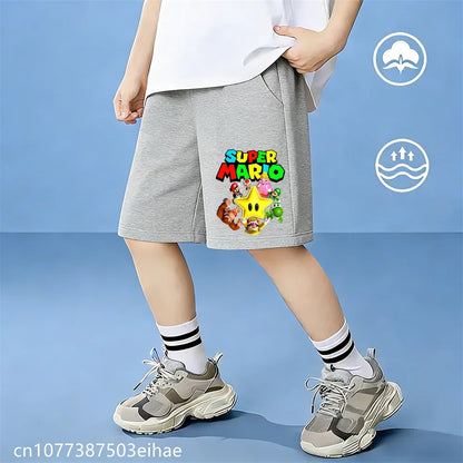 Premium Cotton Summer Shorts for Children with Super Mario Cartoon Elements, Fashion Casual Silhouette, Perfect for Daily