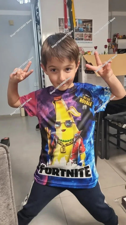 Sweatshirt com Capuz Infantil 3D 2025, Nova Série Anime Fortnite Estampada, Pullover de Marca Trendy, Presente