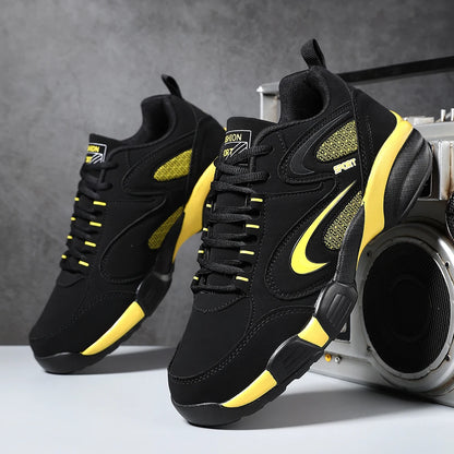 Sneakers da uomo taglie forti con color block di tendenza, comode, antiscivolo, con lacci, scarpe casual resistenti per attività outdoor maschili