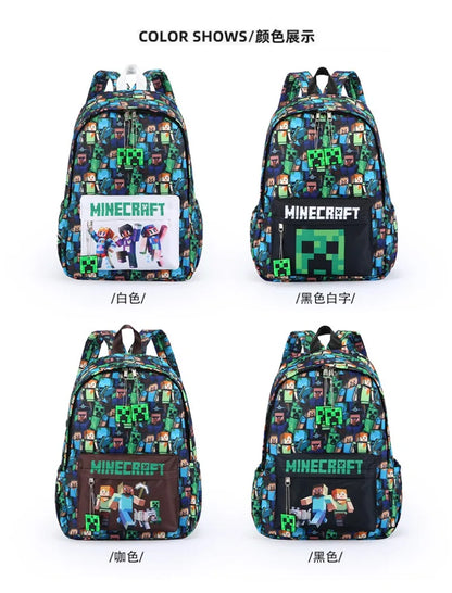 In Stock Minecraft Backpack Graffiti Print Lightweight School Backpack Casual Daily Travel Bag For Male Young Men Outdoor Use