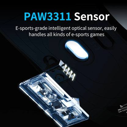 AJAZZ AJ179 V2 MAX Tri-mode Right-handed Mouse 56g Lightweight PAW3311 Sensor Huanuo Micro Switch Telink Microchip