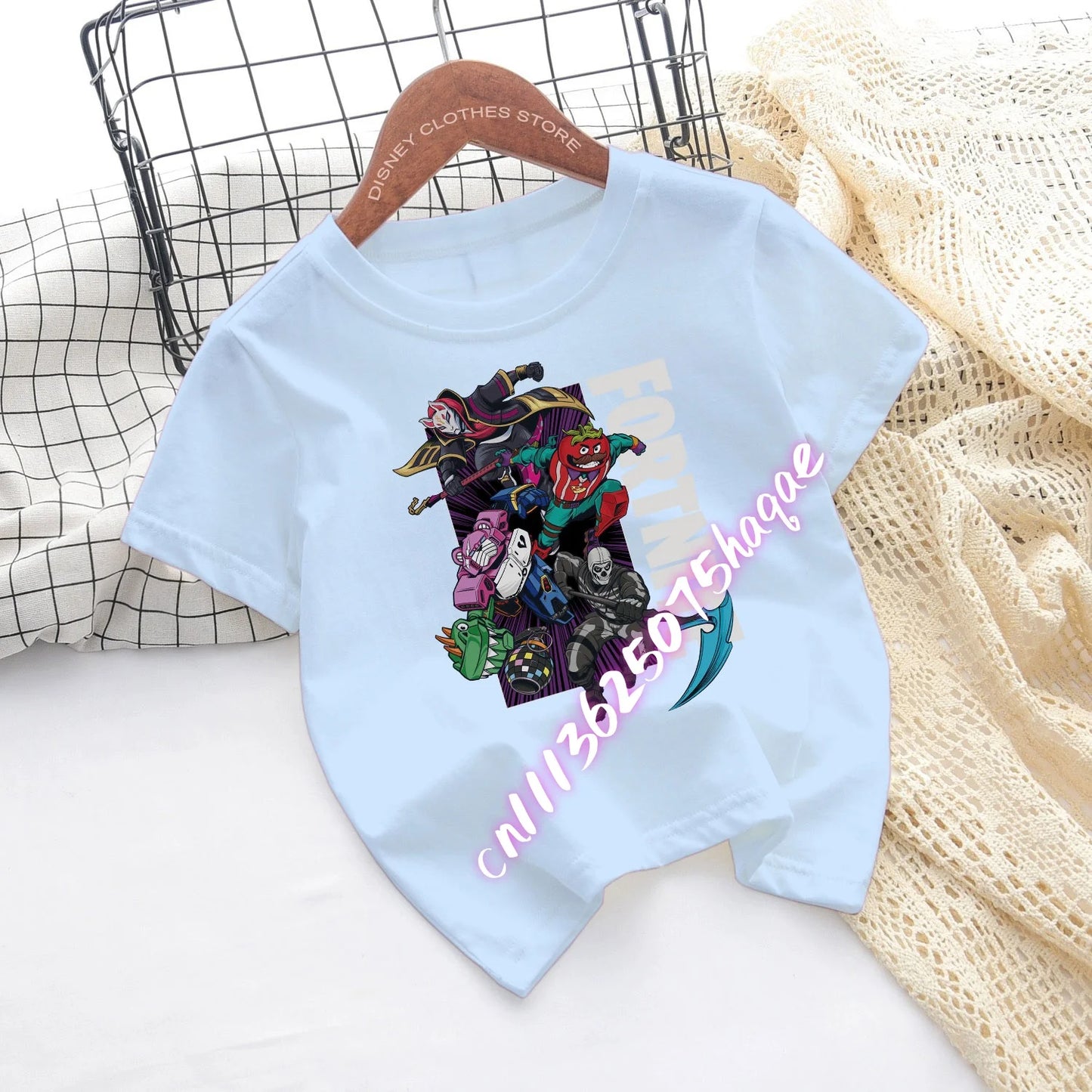 Fortnite-Kinder-T-Shirts mit Cartoon-Spiel-Figuren-Print, Fortress-Night-Tees, kurzärmelige Sommer-Tops für Jungen und Mädchen