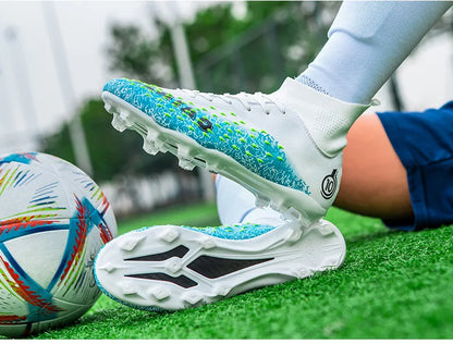 1 paire de chaussures de football pour hommes, résistantes à l'usure, antidérapantes, avec crampons longs et courts, idéales pour les matchs sur gazon extérieur, pour étudiants et adultes