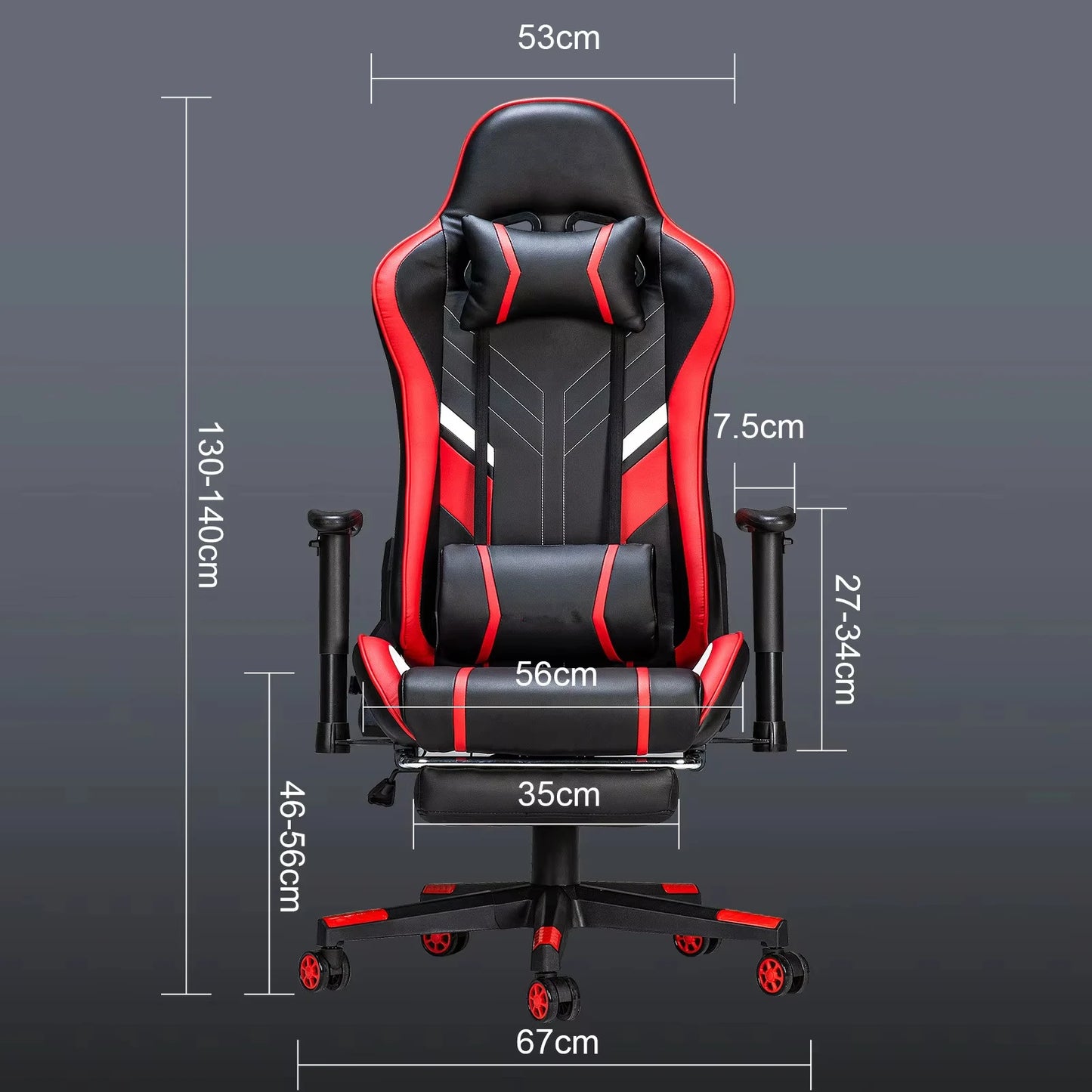 Massage Gaming Chair 7-Point Adjustable Seat Height Ergonomic Office Chair with Footrest and Lumbar Support GC-RC03 Chairs