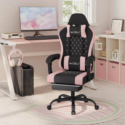 Sedia da ufficio girevole WOLTU con funzione massaggio, poltrona ergonomica con cuscino e poggiapiedi, sedia gaming regolabile in altezza