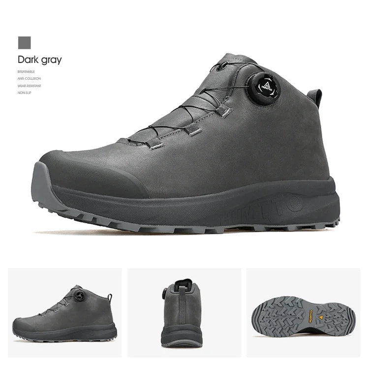 HUMTTO Lederschuhe für Herren Winter Camping Outdoor Herren-Sportschuhe Atmungsaktive Trekkingstiefel für Männer Rutschfeste Wandersneaker