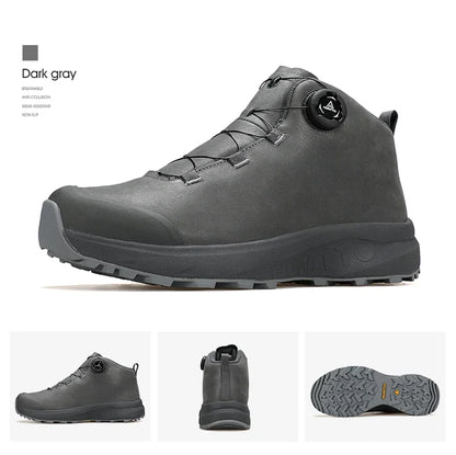HUMTTO Lederschuhe für Herren Winter Camping Outdoor Herren-Sportschuhe Atmungsaktive Trekkingstiefel für Männer Rutschfeste Wandersneaker