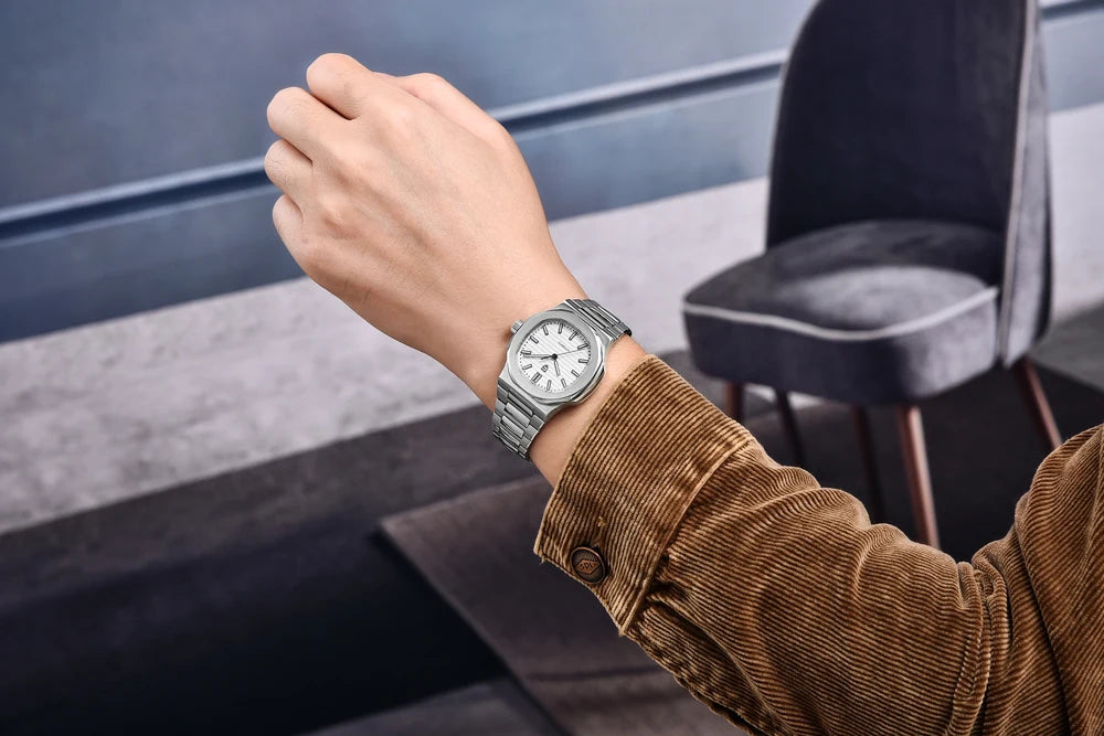 PAGANI DESIGN 2026 Neue luxuriöse Automatikuhr für Herren, mechanische Armbanduhr aus Edelstahl mit Saphirglas, 40MM, Barrel-Zifferblatt