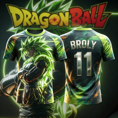 Dragon Ball 2026 Summer New Product Brolli Legend Super Series Neon Green Edition 3D Printed Jersey T-shirt, Casual Loose Top