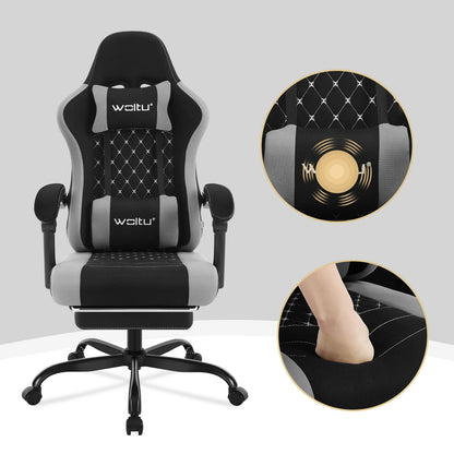 Sedia da ufficio girevole WOLTU con funzione massaggio, poltrona ergonomica con cuscino e poggiapiedi, sedia gaming regolabile in altezza