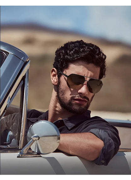 CAPONI Nylon Sunglasses For Men Super Elastic Bio-Steel Polarized Driving Sun Glasses UV400 Protect Brand Design Shades CP23017