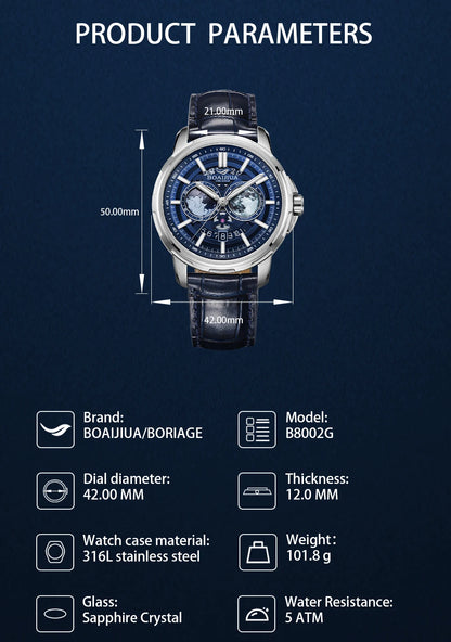 Reloj mecánico automático para hombre BORIAGE (BOAIJIUA), diseño original, resistente al agua, luminoso
