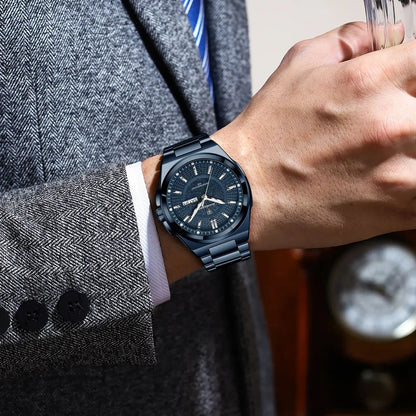 Montre-bracelet de luxe POEDAGAR Sport Original pour homme, à quartz, avec date et jour de semaine, étanche et lumineuse, en acier inoxydable.