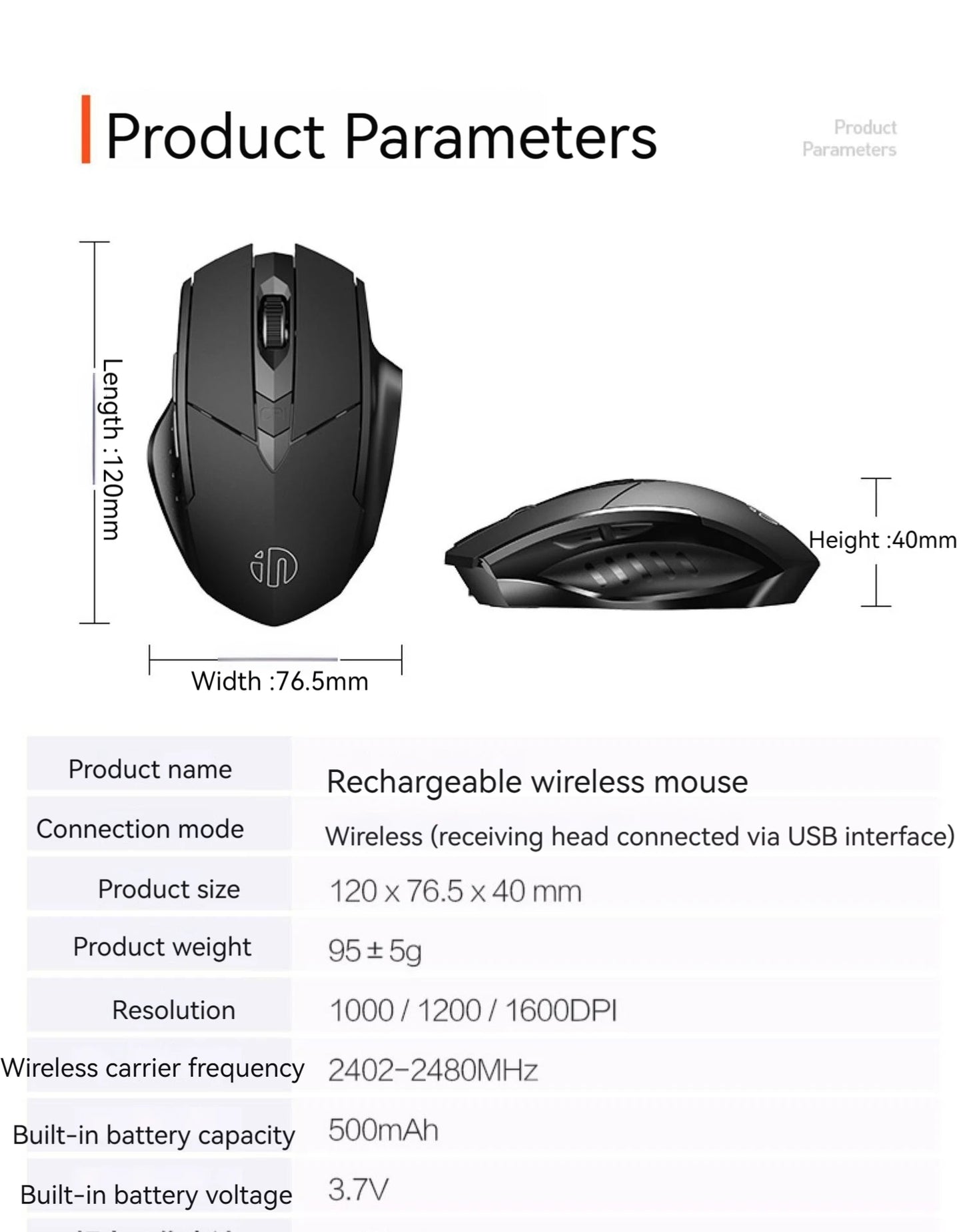Inphic F1 2.4G Bluetooth Wireless Mouse Office Silent Mouse Rechargeable 6 Efficient Buttons Gaming Mouse For Laptop Tablet PC