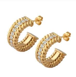 Hoop Earrings for Women Trendy Golden Stainless Steel Earring Jewelry New