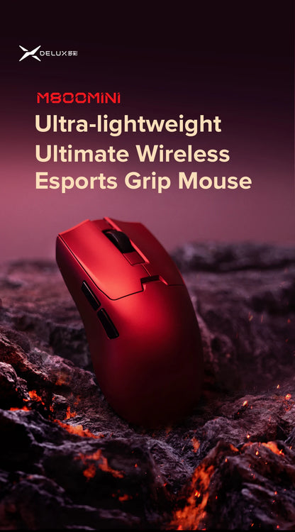 Delux M800mini vezeték nélküli gaming egér, 46g könnyű kivitel, PAW3395/PAW3311, 1KHz lekérdezési frekvencia kis és közepes kezű PC-játékosoknak