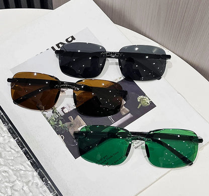 Classic Rimless Sunglasses Men Square Frame Sun Glasses Ultralight Male Driving Eyewear UV400 Goggles Retro Shades Oculos de sol