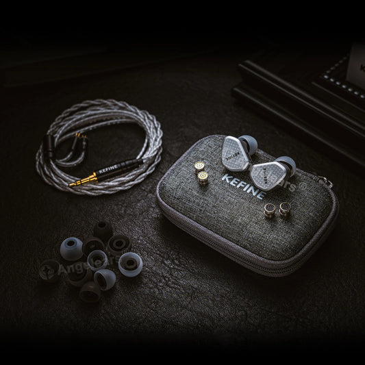 Angelears Kefine Klean SV 10mm DLC Diaphragm Dynamic Driver IEMs – Hi-Fi In-Ear Earphones with Interchangeable Nozzles & Silver-Plated SPC Cable