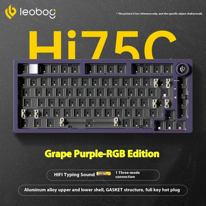 LEOBOG Hi75C Mechanical Keyboard 3Mode/Wired kit Hot Swap With Knob RGB Aluminium Alloy Gasket Hi75C Keyboard Kit PC Custom Gift