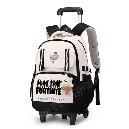 Fortnite Schüler-Rollrucksack mit großem Fassungsvermögen, wasserdichtem, leichtem Design, minimalistischer Laptop-Schultasche und lässiger Reisetasche