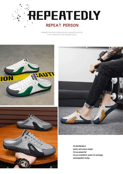Slip-On-Sportschuhe für Herren mit Schnürung, atmungsaktivem Mesh, unisex, für Frühling und Herbst, niedrig geschnitten, flach, schnell und einfach anzuziehen