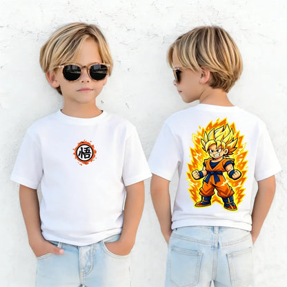 Anime Dragon Ball Cosplay T-Shirt Cotton Short Sleeve Tops Casual Loose Retro T-Shirt Men Women Family Matching Summer Outfits