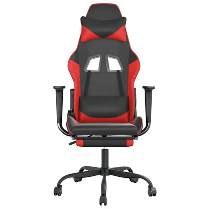 Massage Gaming Chair with Footrest Black and Red 66X56X120,5-131 cm in Imitation Leather, Reclining 360 Swivel Chair ° Maximum 110 kg