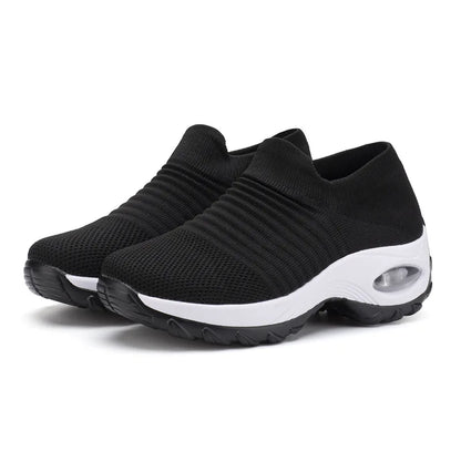 Ténis de moda para mulher, leves, para corrida, para desportos ao ar livre, em malha respirável, confortáveis, com almofada de ar e com atacadores
